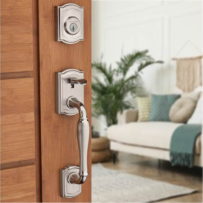 Baldwin Prestige Wesley (WYH) Handleset w/ Carnaby Knob - Click Image to Close